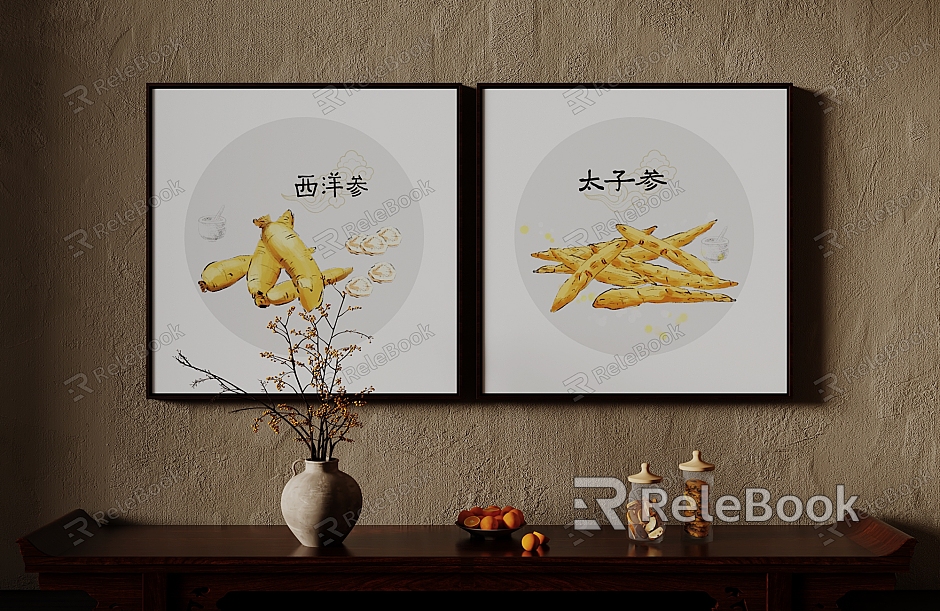 Traditional Chinese Medicine Decorative Painting Chinese Pharmacy Decorative Painting Moxibustion Room Decorative Painting Medicinal Material Shop Decorative Painting model