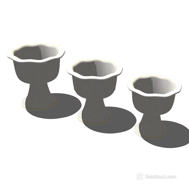 Three Footed Mesh Design Bowls Dinnerware Set For Home Table 3d model 