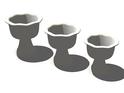 Three Footed Mesh Design Bowls Dinnerware Set For Home Table 3d model