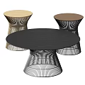 Elegant Modern Round Tables Featuring Marble Tops And Wireframe Bases 3d model