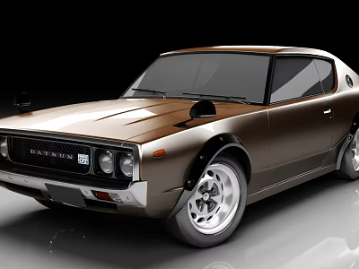 Brown Vintage Sports Car With Streamlined Body And Silver Alloy Wheels 3d model