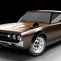 Brown Vintage Sports Car With Streamlined Body And Silver Alloy Wheels