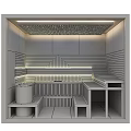Modern Steam Sauna Interior With Wooden Benches Starry Ceiling And Ambient Lighting
