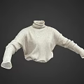 Ribbed Beige Turtleneck Sweater With Oversized Fit And Long Sleeves
