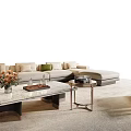 Modern Elegant Sofa And Coffee Table Set With Marble Top Decorative Items And Rug