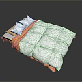 Modern Cozy Bed Setup With White Comforter Soft Pillows And Orange Trim 3d model