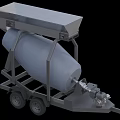 Industrial Mobile Concrete Mixer With Trailer Mounted Wheeled Drum And Feeding Hopper