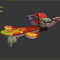 Colorful Toy Aircraft With Red Yellow Flame Design Green Light And Mechanical Parts