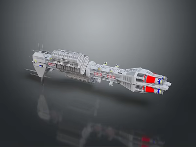 Futuristic Space Station Model With Multi Module Structure White Body And Red Sections 3d model