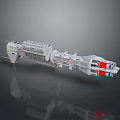 Futuristic Space Station Model With Multi Module Structure White Body And Red Sections