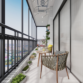 Modern Balcony Three 3d model