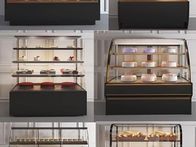 Bakery Display Cases With Glass Doors And Multi Tiered Shelves For Cakes And Pastries 3d model
