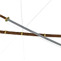 Traditional Swords With Wooden Handles Golden Accents Crossed Sharp Metal Blades