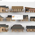 Traditional Wooden House Models With Various Architectural Designs And Roof Styles