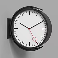 Black Framed White Dial Wall Clock With Black Hands And Red Second Hand 3d model