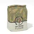 Self Raising Flour Packaging Bag Featuring Wheat Patterns In Green And Beige Design