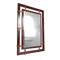 Wooden Framed Mirror With Metal Accents And Classic Design For Home Decor