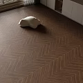 Herringbone Pattern Wooden Flooring In Modern Living Space With Decor
