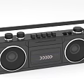 Black Portable Retro Boombox With Dual Speakers Knobs Buttons And Handle 3d model