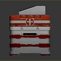 Red and White Stackable Medical Device With Top Display Screen Control Panel and Cross Symbol