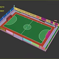 Indoor Handball Court Equipment With Surrounding Boards Goal Posts Seats And Advertising Panels
