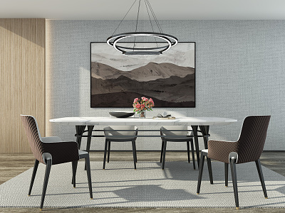 Modern Dining Table Chair Combination Dining Table Chair 3d model