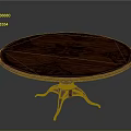 Classic Wooden Round Table With Patterned Tabletop And Intricate Carved Legs