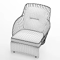Elegant Modern Single Sofa With Metal Frame Gray Cushion And Woven Base 3d model