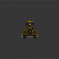 Yellow Bulldozer With Front Blade Large Tires Enclosed Cab And Industrial Design