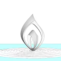 Silver Metallic Sculpture With Streamlined Flame Shaped Design And Reflective Surface 3d model