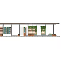 Modern Pergola Design With Wooden Panels And Green Plant Decorations