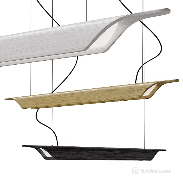 Modern Linear Chandelier With Gold Black White Metal Ceiling Light Fixture 3d model 