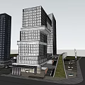 Modern Commercial Complex Featuring High Rise Buildings Open Plaza And Central Courtyard