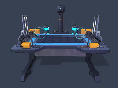 Smart Office Appliance With Mechanical Arm Camera Metal Frame And Blue Desktop Platform 3d model