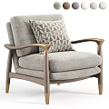 Elegant Modern Gray Fabric Armchair With Gold Metal Arms And Geometric Pattern Pillow