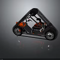 Unique Off Road Vehicle With Black Tracks Red Accents And Exposed Engine