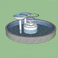 Circular Decorative Fountain with Multi Tiered Pools Stone Base and Flowing Water