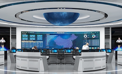 modern monitoring room command monitoring room 3d model