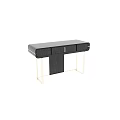 Black Modern Dressing Table with Metal Legs and Drawers in Sleek Contemporary Design