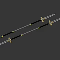 Traditional Decorative Swords with Golden Accents Gemstone Inlays and Sharp Blades
