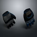 Person And Dog With Black Blue Gloves On Gray Background
