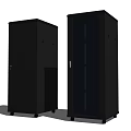 Two Black Computer Server Cabinets With Glass Door Solid Door Casters And Ventilation 3d model