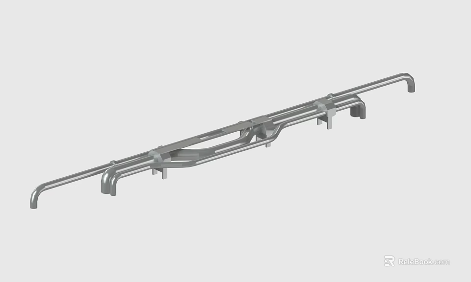 Industrial Metal Support Bracket Structure With Long Rod And Connectors 3d model 