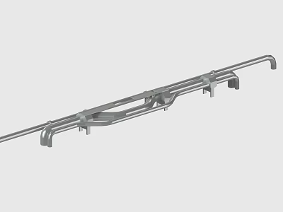 Industrial Metal Support Bracket Structure With Long Rod And Connectors 3d model
