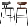 Modern Stylish Bar Stools With Black And Wooden Seats And Metal Frames