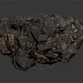 Natural Black Crystalline Stone With Metallic Luster And Brown Matrix
