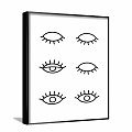 Minimalist Black Line Eye Illustrations On White Background With Gray Borders