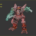 Mechanical Robot Character Design With Silver Red Armor And Detailed Structure