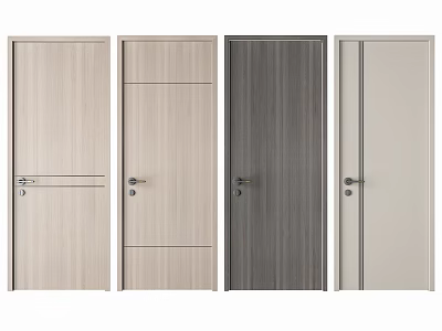 Modern Interior Swing Doors With Various Wooden Textures And Solid Color Designs 3d model