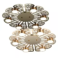 Elegant Flower Shaped Ceiling Lights With Intricate Hollow Pattern And Golden Finish